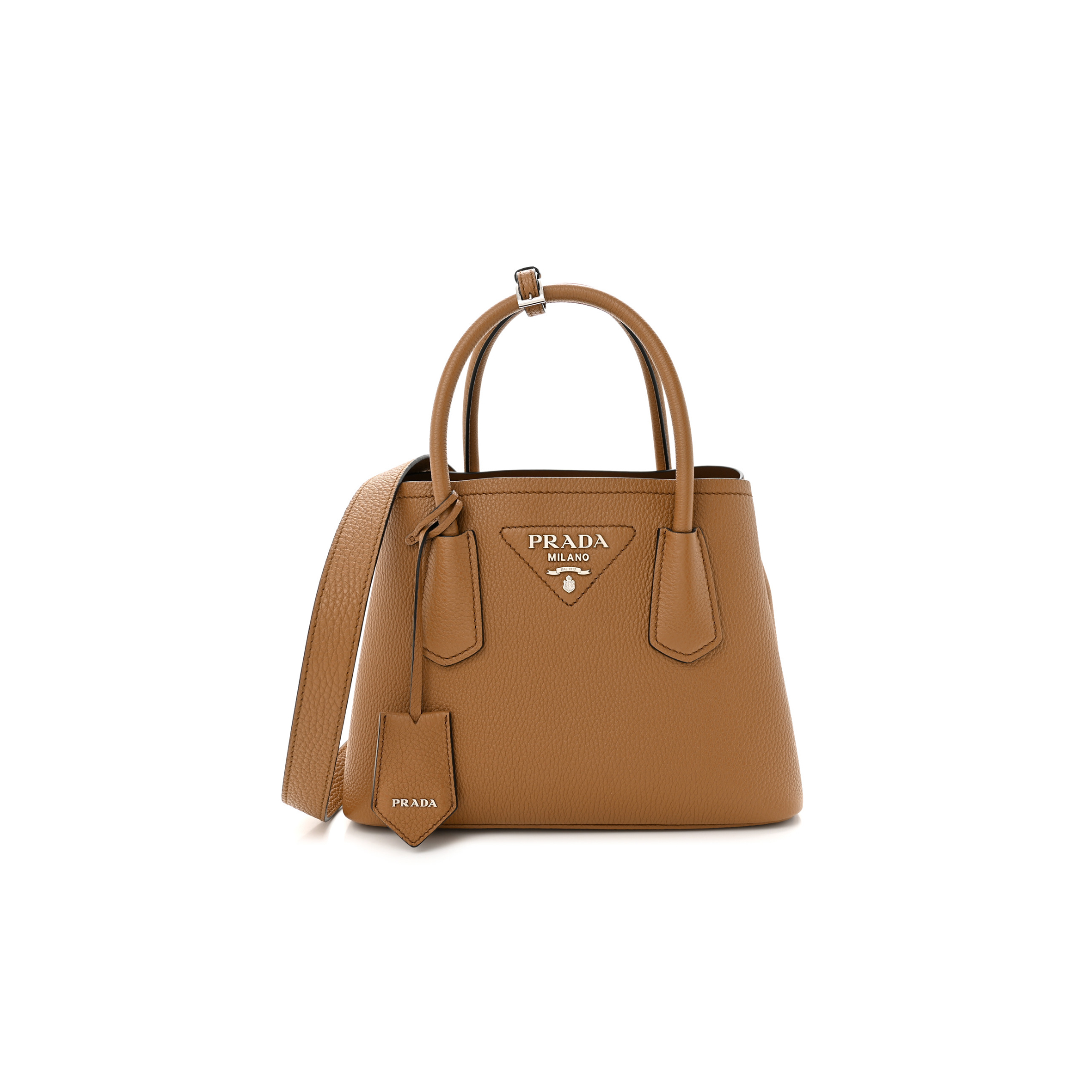 Pra*a vitello daino soft mini double bag caramel (25*18*10cm)
