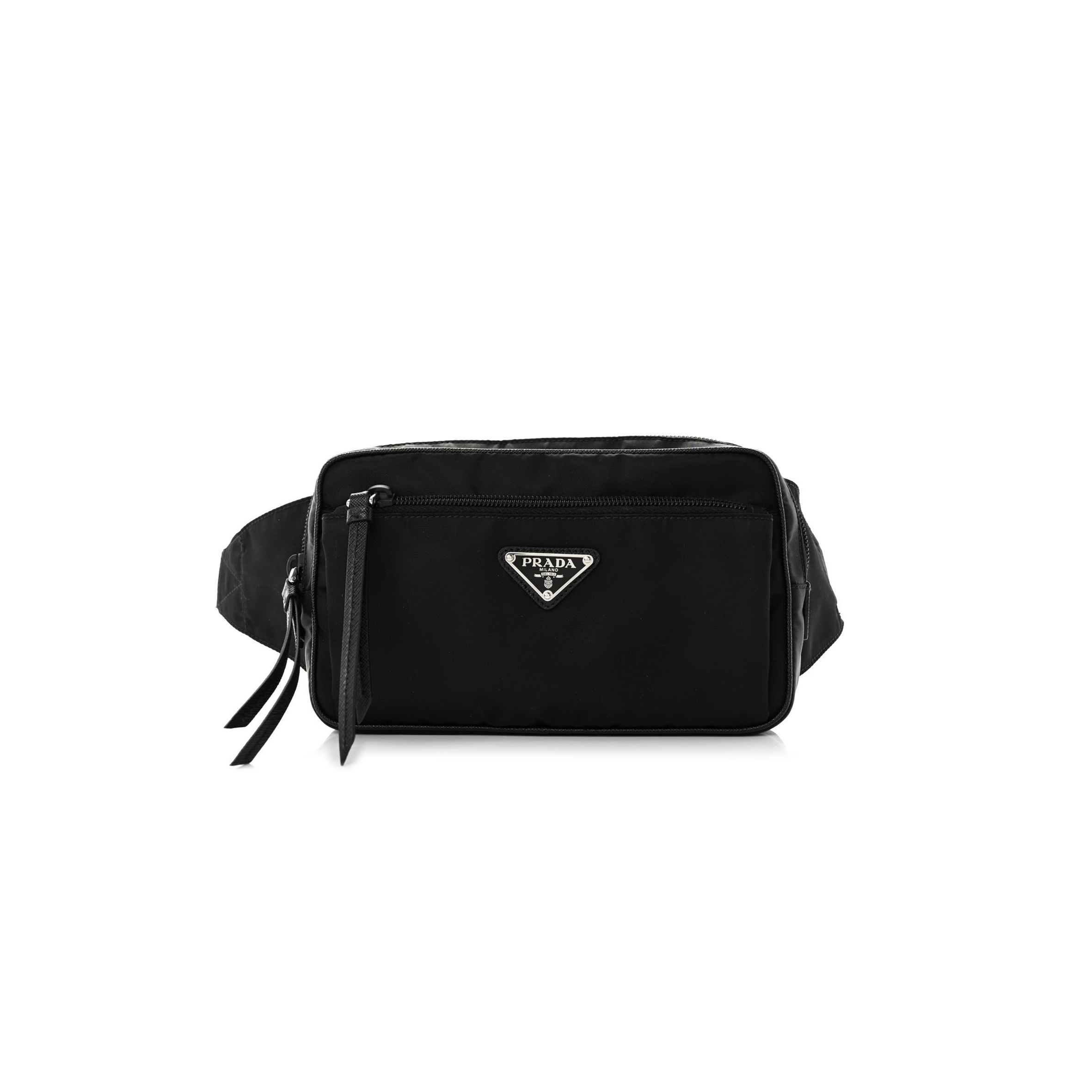 Pra*a tessuto nylon belt bag black (22*13*5cm)