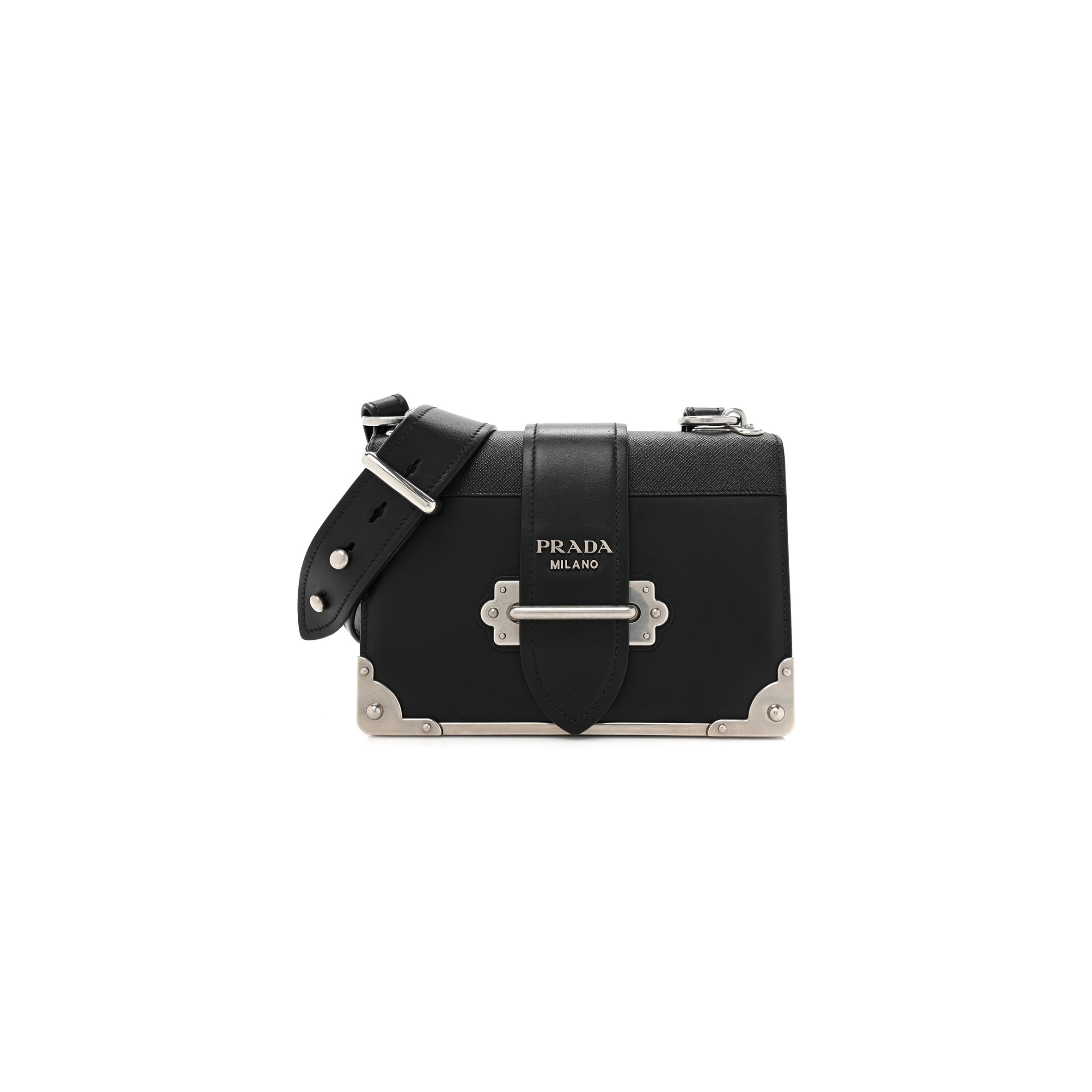 Pra*a city calf saffiano cahier bag black (20*14*9cm)