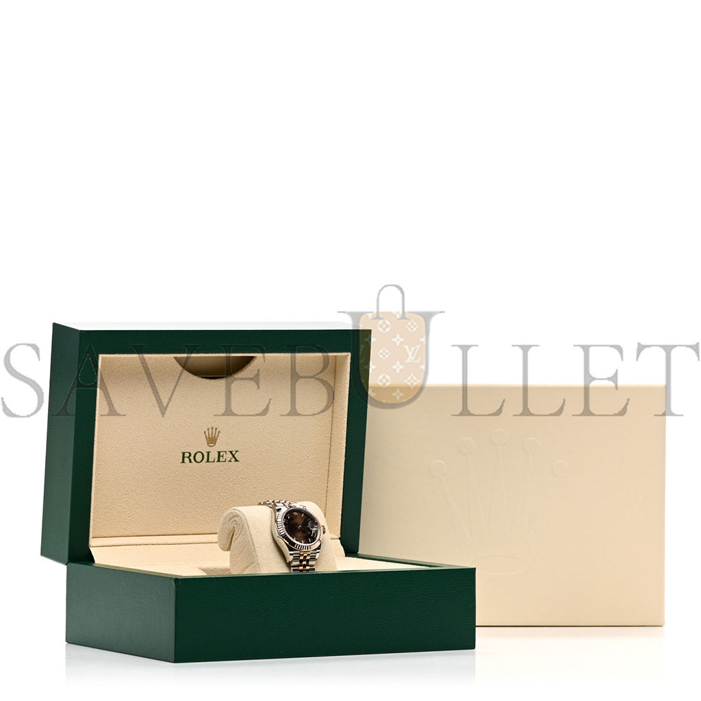 R*l*x stainless steel 18k everose gold 28mm oyster perpetual datejust watch chocolate roman 279171