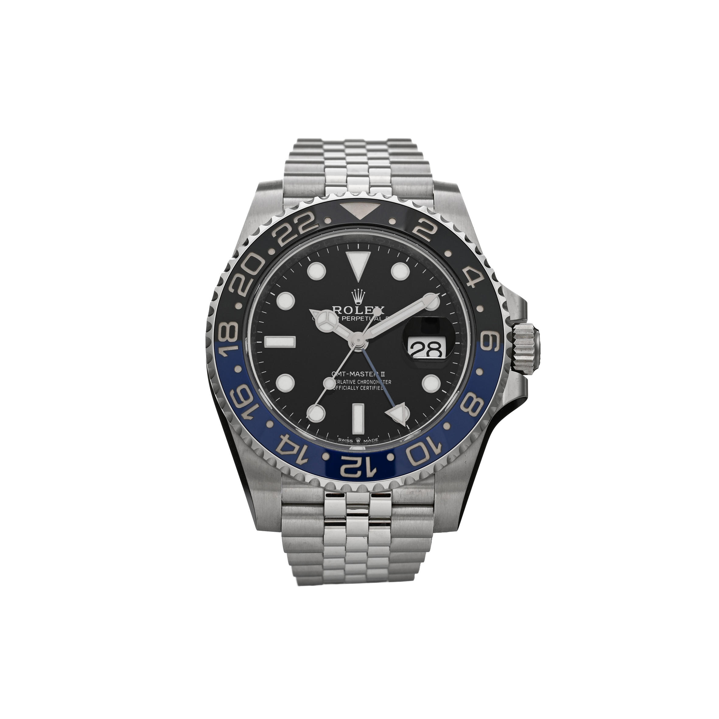R*l*x stainless steel 40mm oyster perpetual date gmt master Ⅱ "batgirl" watch 126710blnr