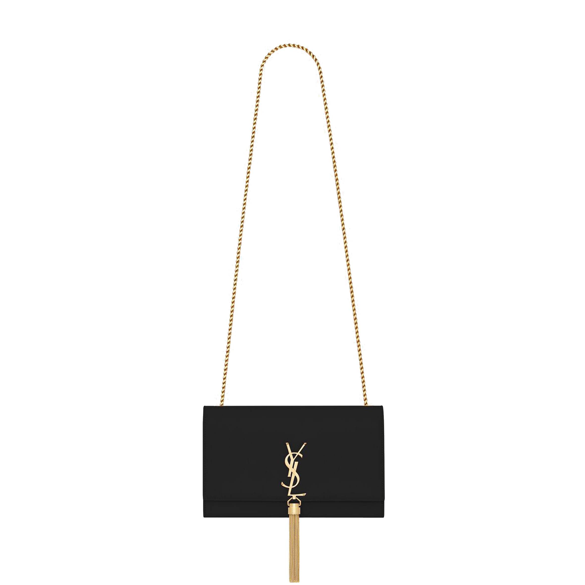 Y*L kate medium chain bag with tassel in grain de poudre embossed leather 354119bow0j1000 (24*14.5*5.5cm)