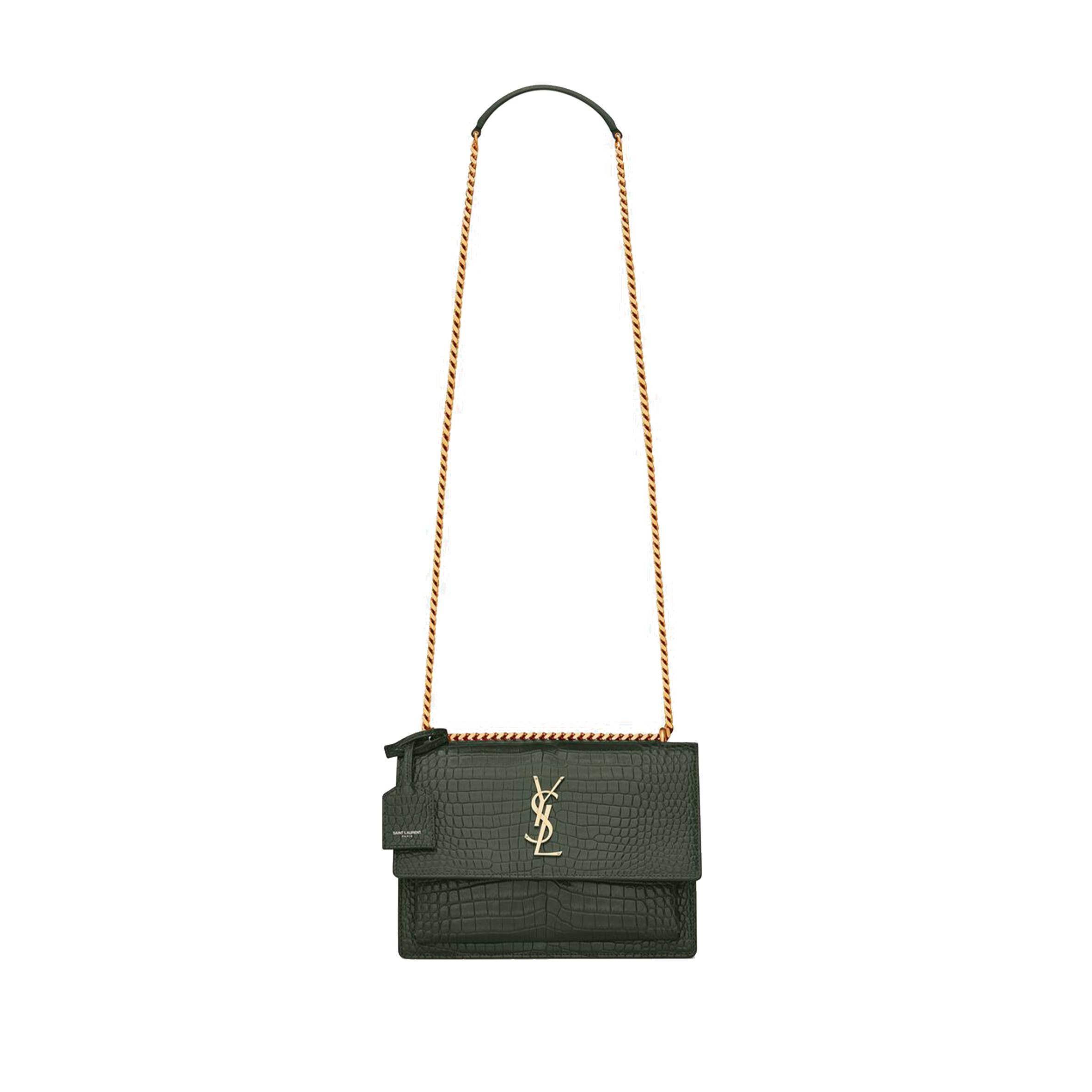 Y*L sunset medium chain bag in crocodile-embossed shiny leather 442906dnd0j3144 (22*16*6.5cm)