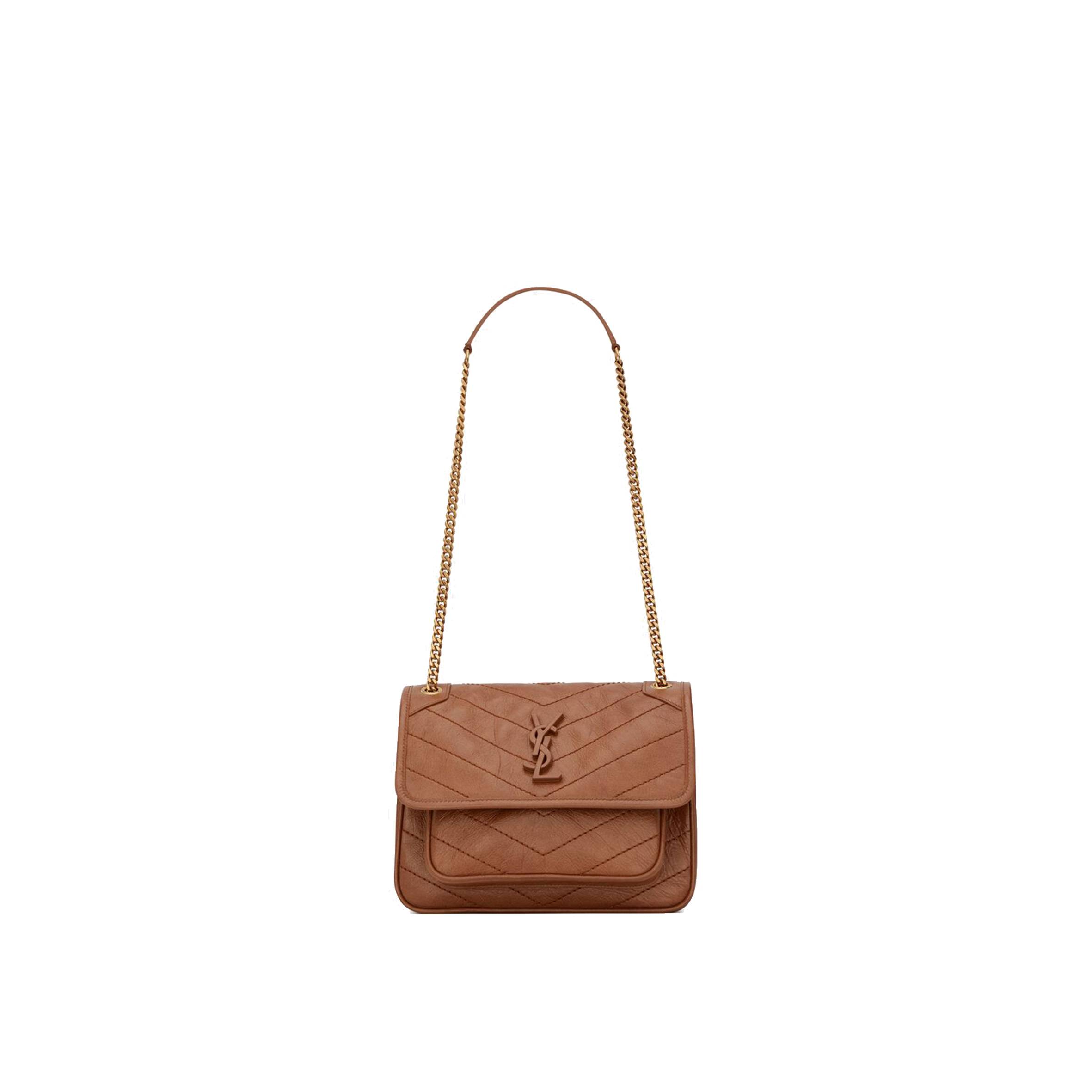Y*L niki baby chain bag in crinkled vintage vegetable-tanned leather 6331601yg072522 (21*16*7.5cm)