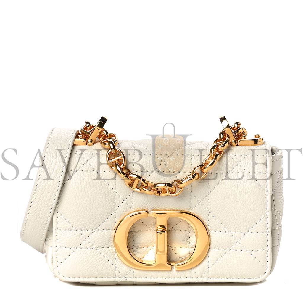 d*or S*pple calfskin cannage micro caro bag latte (13*8*5.7cm)
