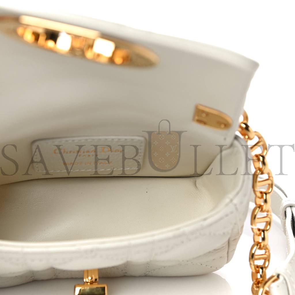 d*or S*pple calfskin cannage micro caro bag latte (13*8*5.7cm)
